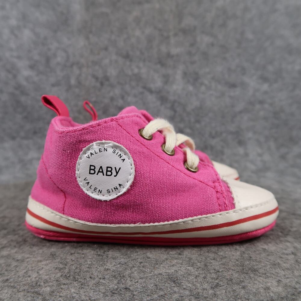 Baby Shoes Casual Fabric Sneakers Lace Up Pink White Trainers Kids Toddler